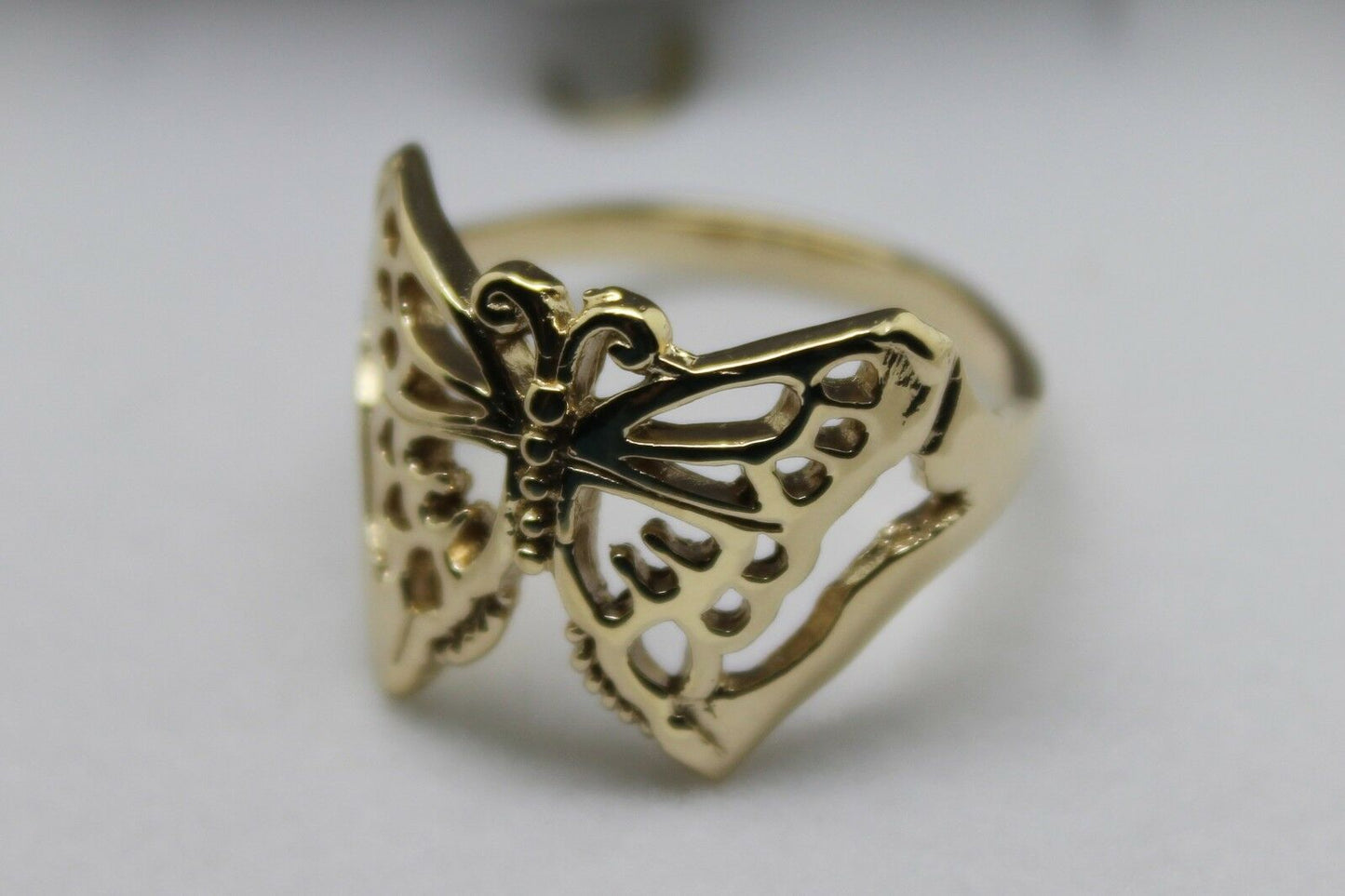 Kaedesigns New Size T Solid 9ct Yellow, Rose or White Gold Filigree Butterfly Ring 236