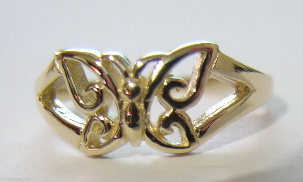 Genuine Solid 9ct 9k White Or Rose Or Yellow Gold Butterfly Ring 217 Choose Size