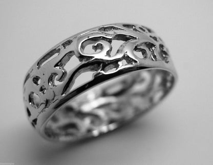 Kaedesigns Genuine Wide Sterling Silver 925 Filigree Vine Ring 235