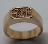 Size V - Genuine 9ct Rose Gold Signet Ring Egyptian Hieroglyphic symbols-Success,Happiness,Health