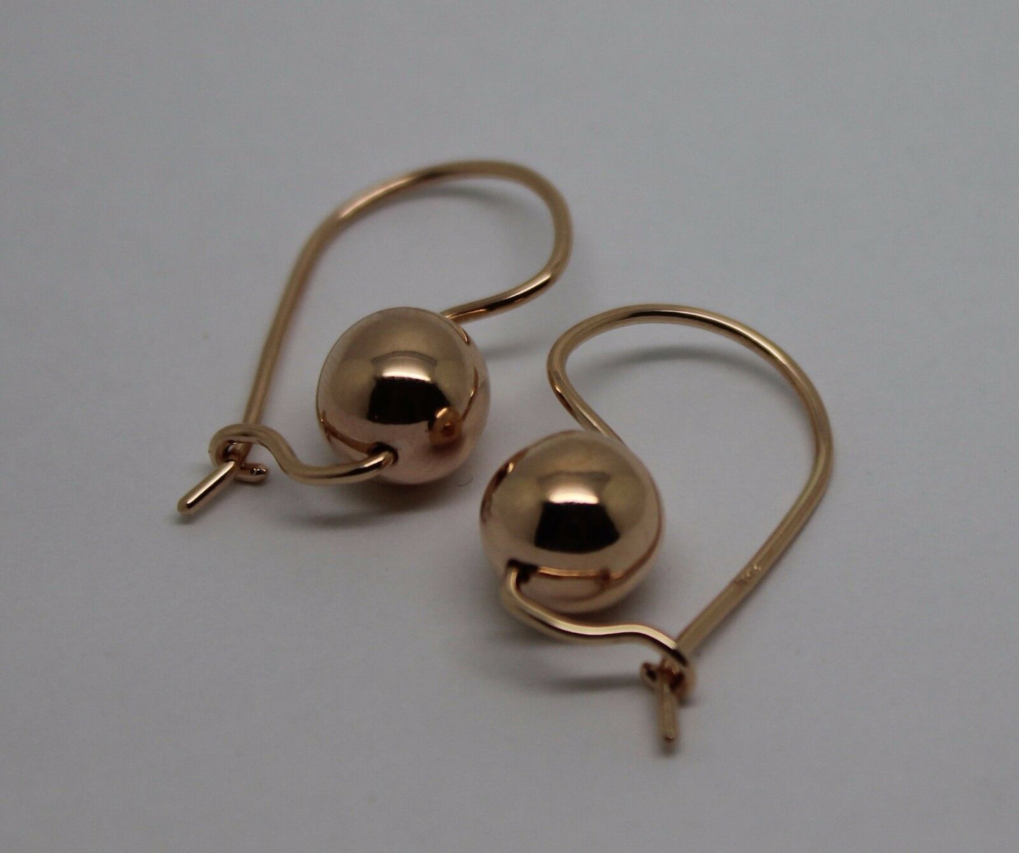 Kaedesigns New Genuine 9ct Yellow, Rose or White Gold 8mm Plain Ball Drop Earrings