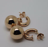 Kaedesigns Genuine Heavy 9ct 9kt Yellow, Rose or White Gold 14mm Belcher Ball Drop Earrings