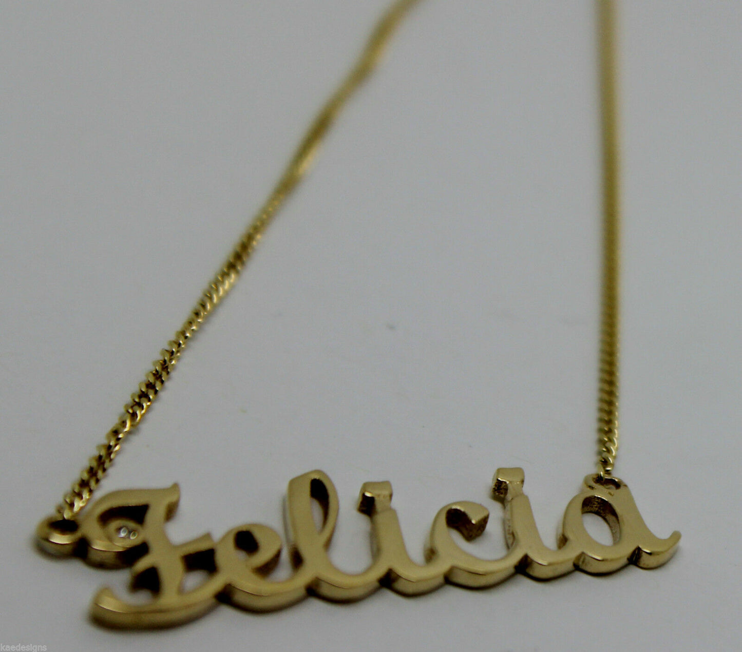 Genuine Solid 9ct 375 Yellow, Rose or White Gold Diamond Nameplate Pendant Necklace Any Name!