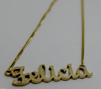 Genuine Solid 9ct 375 Yellow, Rose or White Gold Diamond Nameplate Pendant Necklace Any Name!