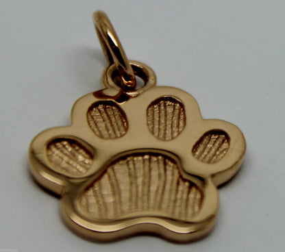 Small 9ct Yellow or Rose or White Gold Dog Animal PAW Pendant or Charm Shield