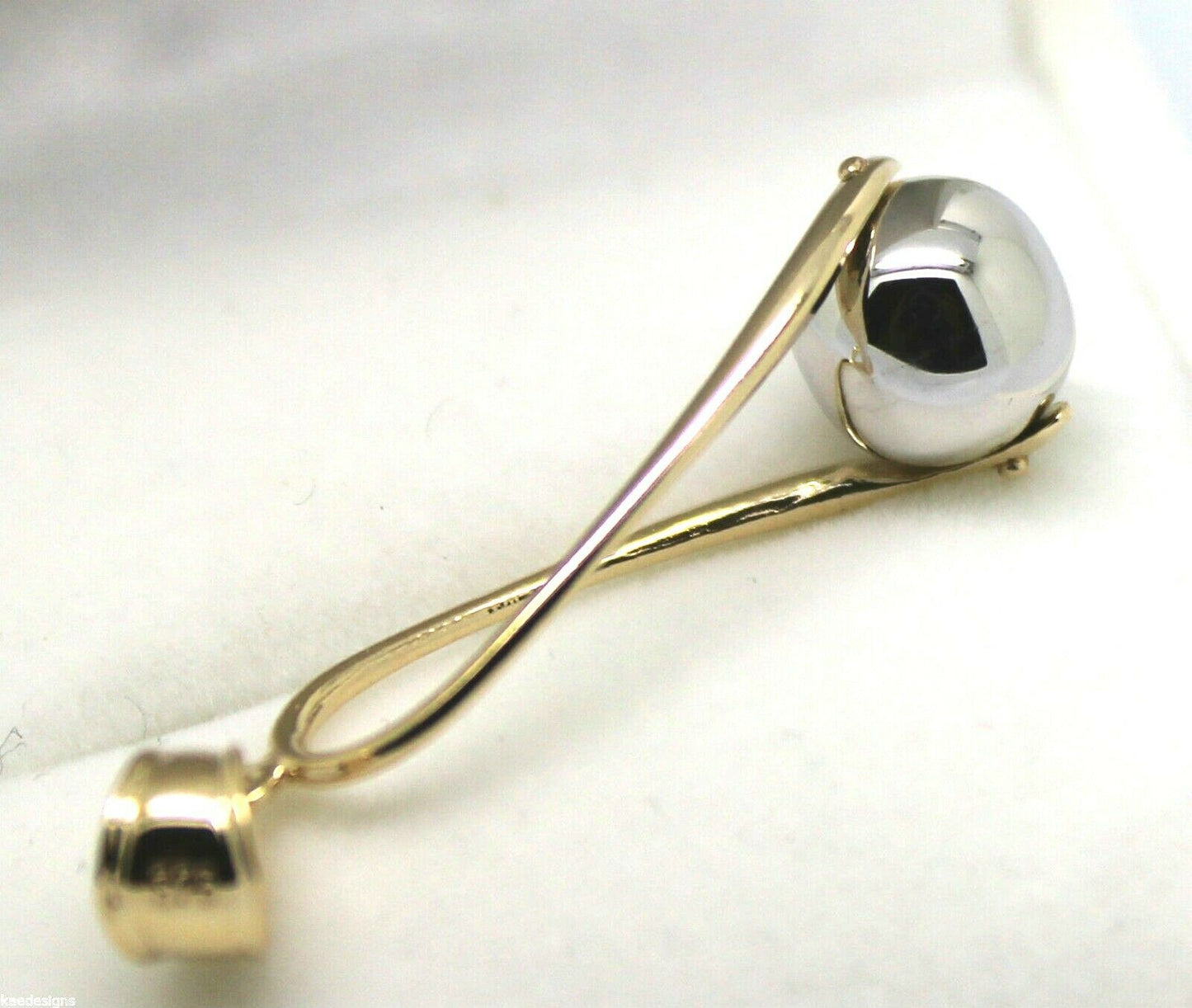 Kaedesigns New 9ct Yellow & White Gold 8mm Long Swirl Ball Pendant