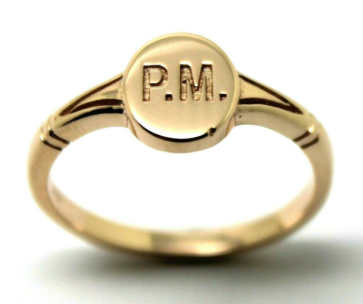 Size M Genuine Full Solid 9ct Yellow, Rose or White Gold Oval Signet Ring Engraved With Two Initials