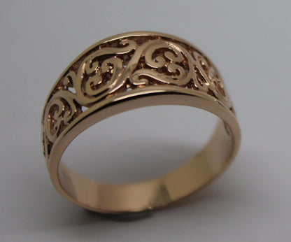 Kaedesigns New Size Q1/2 9ct Full Yellow, Rose or White Gold Filigree Flower Swirl Ring