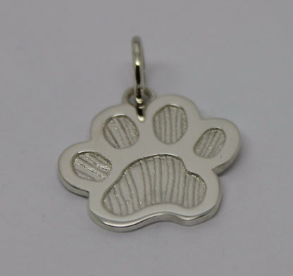 LARGE Genuine Sterling Silver 925 Dog Animal Paw Print Pendant + engraving