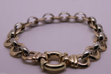 Genuine 9ct 9kt Rose And White Gold Solid Belcher And Circle Bracelet