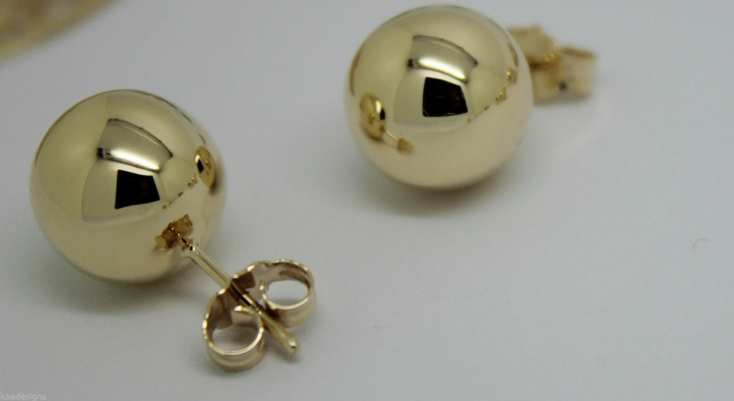 Kaedesigns Genuine New 9ct 9K Yellow, Rose or White Gold 10mm Stud Ball Earrings