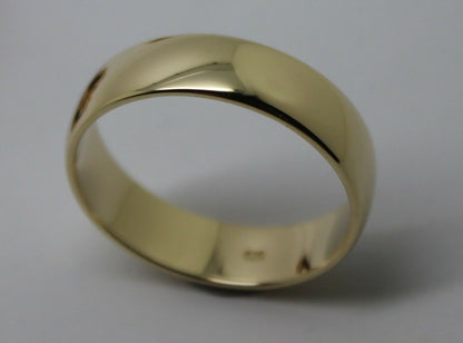 6mm Genuine Solid 9ct 9k Yellow Gold Wedding Band Ring Size N/7 To Z+4/15