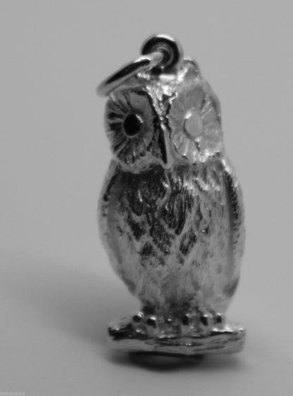 Heavy Genuine Sterling Silver 925 3D Heavy Owl Pendant