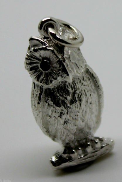 Heavy Genuine Sterling Silver 925 3D Heavy Owl Pendant