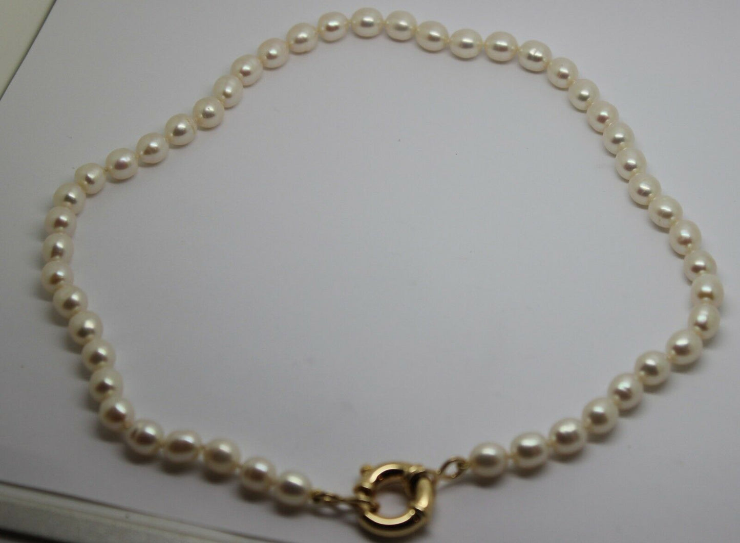 Genuine 9ct Yellow Gold 18mm bolt ring freshwater pearl chain necklace