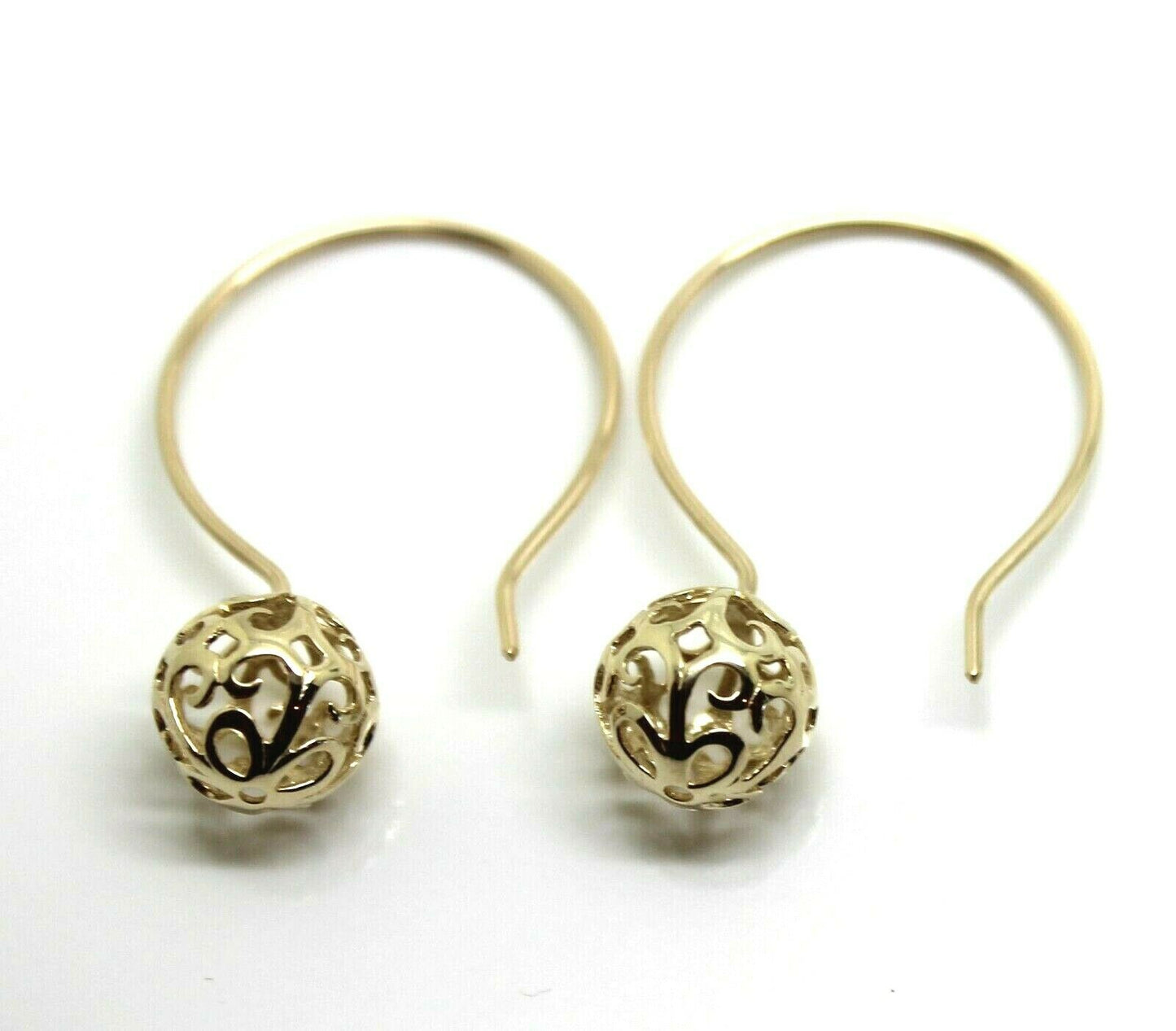 Kaedesigns 9ct 9k Yellow, Rose or White Gold 10mm Full Ball Hook Filigree Earrings