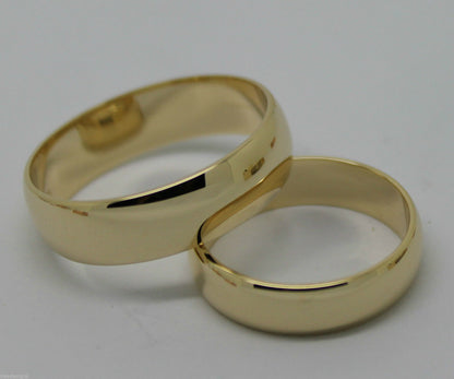 Genuine Custom Made His & Hers Solid 9ct 9K Yellow Gold Wedding Bands Couple Rings