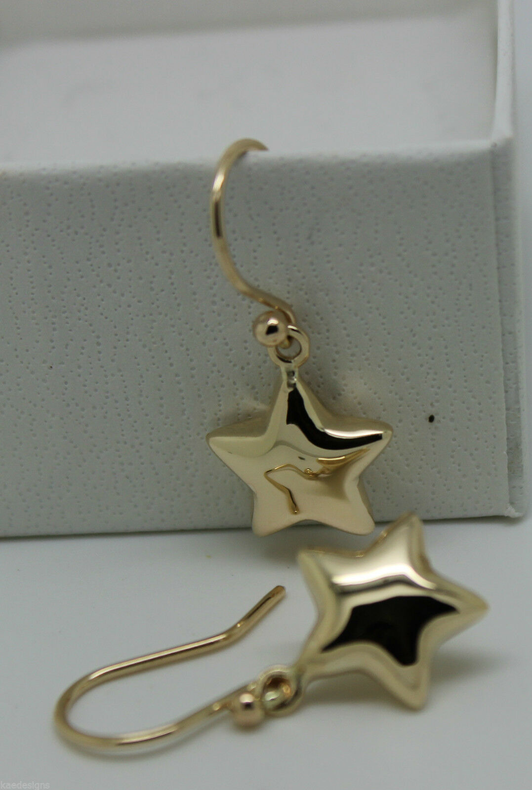 Kaedesigns, 9ct Yellow Or White Or Rose Gold Bubble Drop Star Hook Earrings