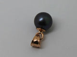 Genuine 9ct Solid Yellow, Rose or White Gold 10mm Freshwater Black Ball Pearl Pendant