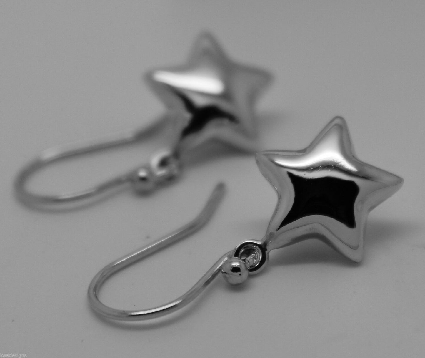 Kaedesigns, 9ct Yellow Or White Or Rose Gold Bubble Drop Star Hook Earrings