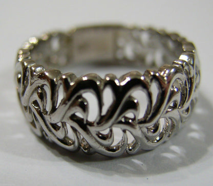 Genuine  9ct 375 Solid Rose Or Yellow Or White Gold Flower Filigree Ring In Your Size