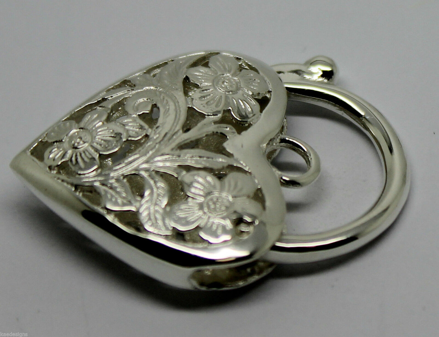 Kaedesigns New Sterling Silver Largest Heavy Large Heart Locket Padlock Filigree