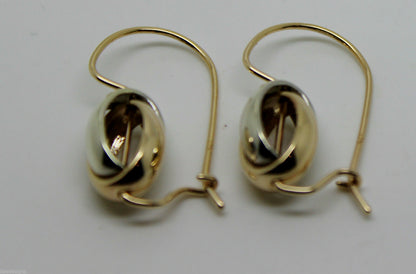 Genuine 9ct Yellow & White Gold Spinning Oval Belcher Earrings