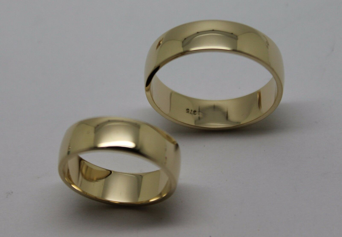 His & Hers Genuine 2 X Full Solid 9Ct Yellow Gold 6mm Wide Wedding Couple Bands Rings