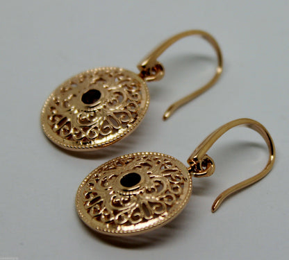 Kaedesigns New Genuine 9ct Yellow, Rose or White Gold Antique Red Ruby Filigree  Earrings