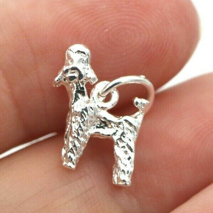 Sterling Silver Small Poodle Dog Charm or Pendant + jump ring