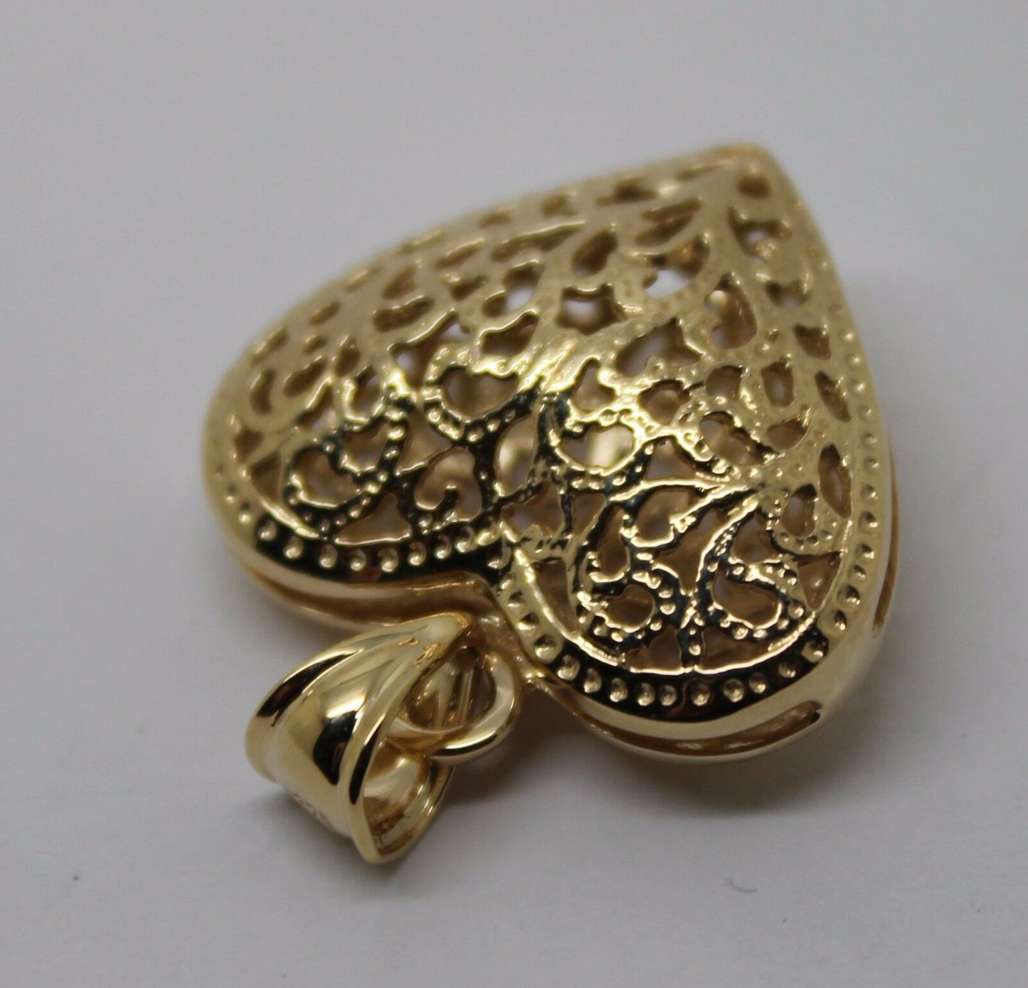 Kaedesigns New Genuine Heavy 9ct Yellow, Rose or White Gold Medium to Large Filigree Heart Pendant