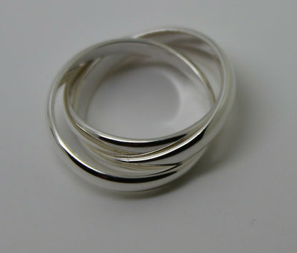 Sterling Silver Size O 1/2 Russian Wedding Band Ring, 3mm wide x 3 bands