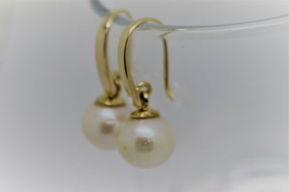 Kaedesigns New Genuine 9ct 9k Yellow, Rose or White Gold 10mm Freshwater Pearl Ball Earrings