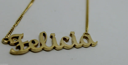 Genuine Solid 9ct 375 Yellow, Rose or White Gold Diamond Nameplate Pendant Necklace Any Name!