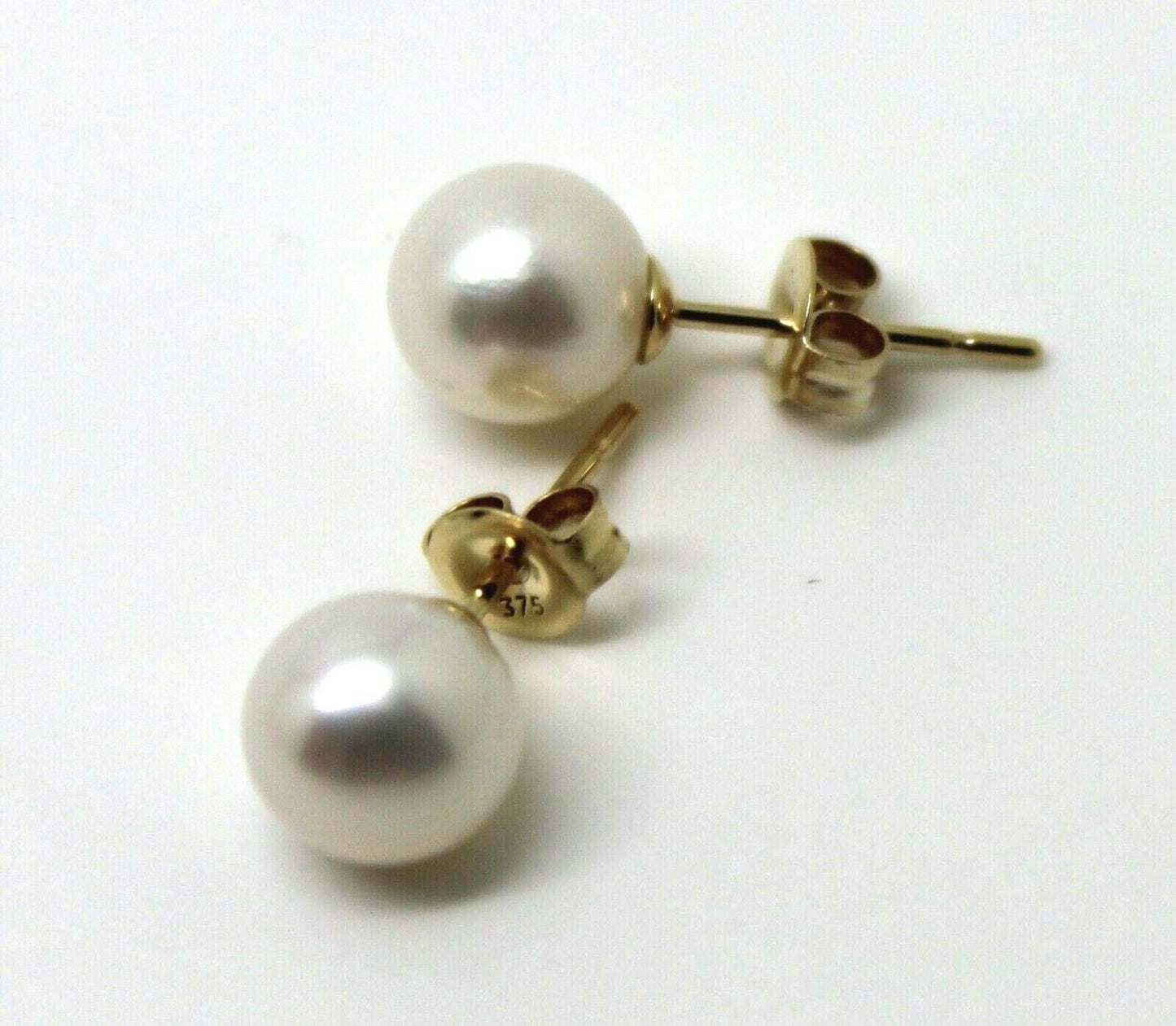 9ct Yellow Gold 7mm White Pearl Ball Stud Earrings