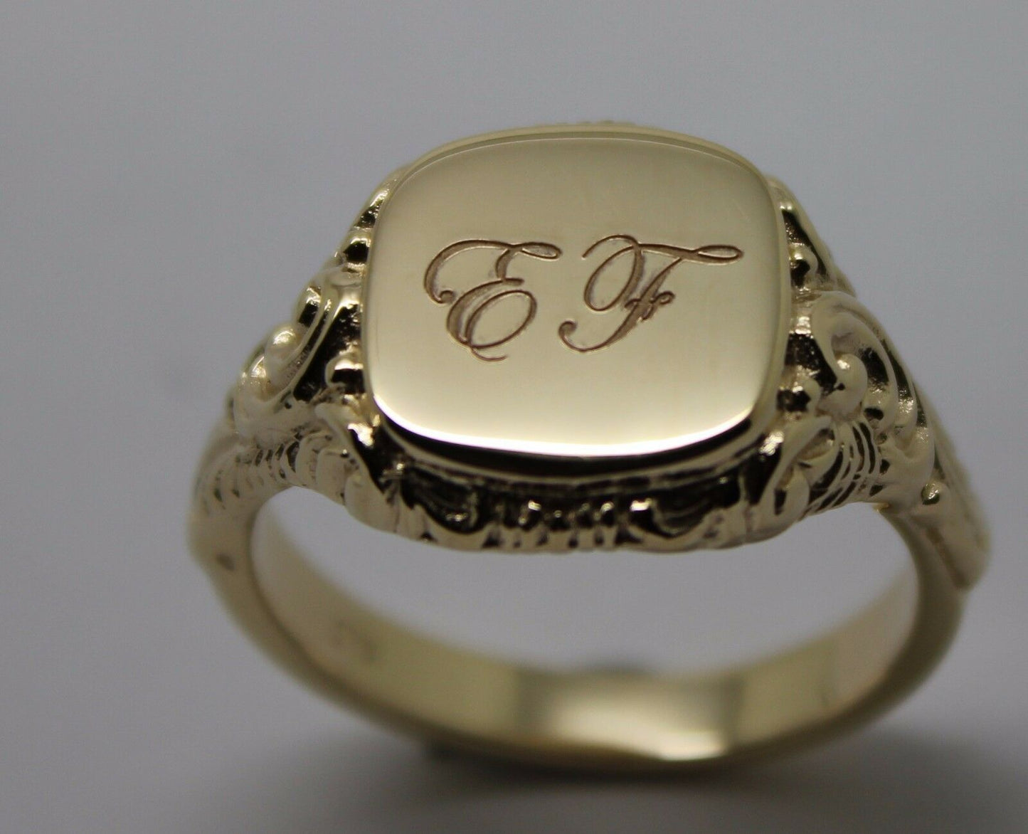 Genuine  New 9ct 9k Yellow, Rose or White Gold Square Engraved With Your Initials Signet Ring 335