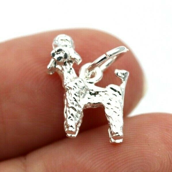 Sterling Silver Small Poodle Dog Charm or Pendant + jump ring