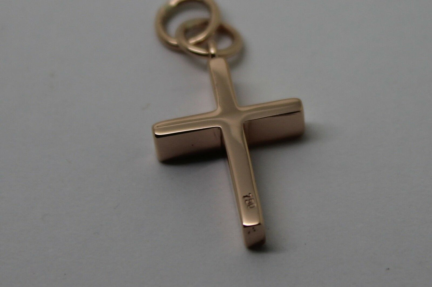 Kaedesigns,Genuine Solid Thin 18ct 750 Yellow, Rose or White Gold Plain Cross Pendant Double Bail