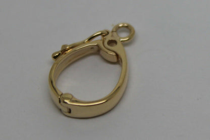 Genuine 15mm 9ct or 18ct Yellow gold Enhancer Bail Clasp + jump ring & safety latch