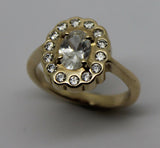 Size L Genuine 9ct Yellow Gold Oval Cubic Zirconia Ring
