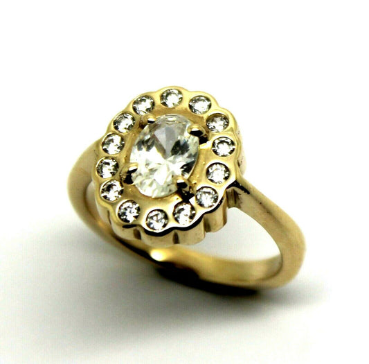 Size L Genuine 9ct Yellow Gold Oval Cubic Zirconia Ring