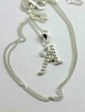 Sterling Silver Cubic Zirconia Initial A Pendant with 45cm + 5cm Extender Chain Necklace