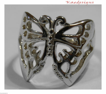 Solid Genuine 9ct White Or Rose Or Yellow Gold Large Butterfly Ring Size Q 236