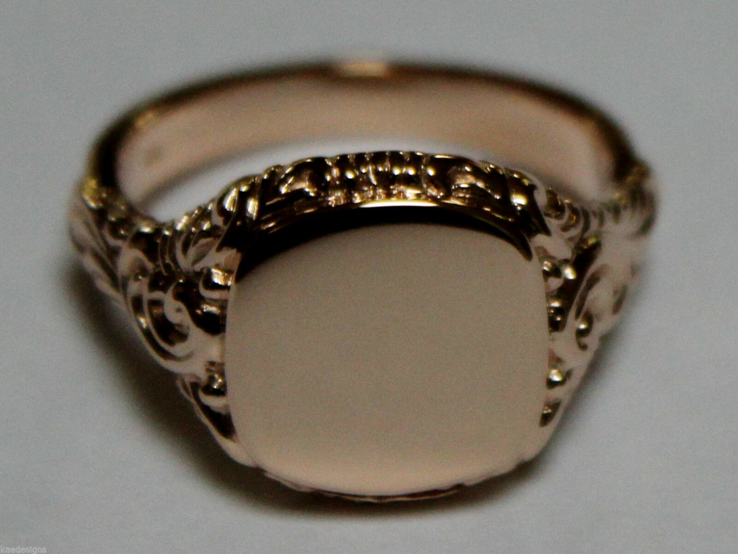 Kaedesigns Solid Genuine New 9ct 9kt Rose Gold Square Engraved Signet Ring 335