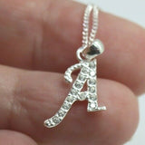 Sterling Silver Cubic Zirconia Initial A Pendant with 45cm + 5cm Extender Chain Necklace