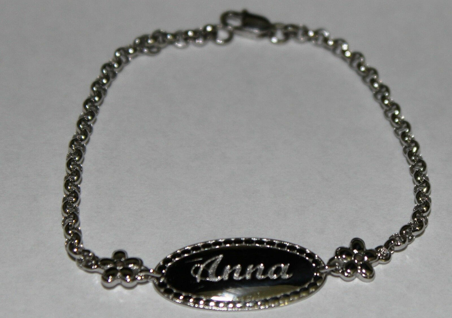 Genuine Baby or Childs 18ct 750 White Gold ID Belcher Engraved Bracelet