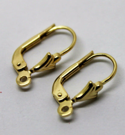 Genuine New 9ct Yellow Gold 375 14mm Continental Earclip Clip Hooks