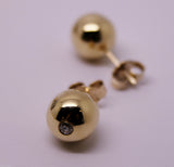Kaedesigns, 9ct 9k Yellow or White or Rose Gold 10mm ball Stud Diamond Drop Earrings