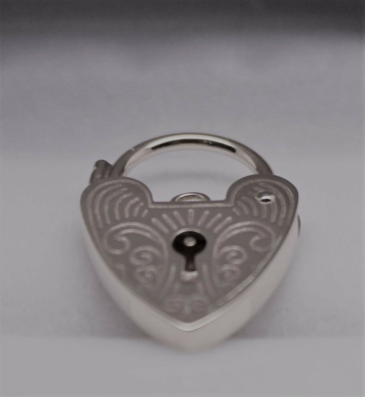 Genuine 15mm Sterling Silver 925 Engraved Heart Padlock Locket