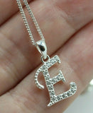 Copy of Sterling Silver Cubic Zirconia Initial E Pendant with 45cm + 5cm Extender Chain Necklace